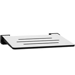 Seachrome Slimline - Doccia pieghevole a parete, sedile bianco con telaio nero opaco