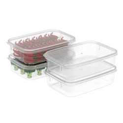 Cetomo 1,1 x 4 pojemniki do przechowywania żywności, można używać w kuchence mikrofalowej, zamrażarce i zmywarce, pudełka na lunch, pojemniki do przechowywania lodówki z pokrywką