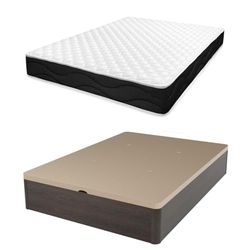 amuéblate online - Pack Colchón Viscoelástico Venus + Canapé Abatible Gran Capacidad | Color Wengué 90 x 190