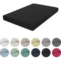 ECOMMERC3 Hoeslaken, extra zacht en comfortabel, voor bedden van 135 cm, zwart, gemaakt in Spanje, verstelbaar, gemakkelijk te wassen en duurzaam