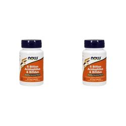 NOW Acidophilus et Bifidus, 8 Milliards, 60 Capsules Végétales (Lot de 2)