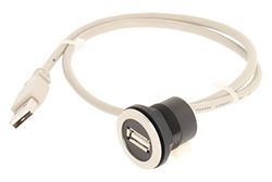 Schlegel 23.001.557 - Prise USB en acier inoxydable - 1 prise USB type A - 1 câble USB 2.0 de 60 cm de long et fiche type A
