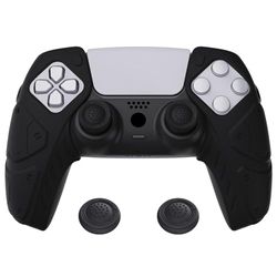 playvital Mecha Edition Black Ergonomic Soft Controller Silicone Case Grips for ps5, Rubber Protector Skins with Thumbstick Caps for ps5 Controller – Compatible with Charging Station
