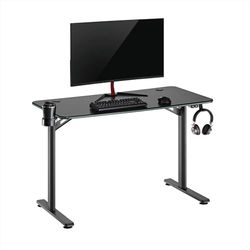 Noua Dot - Escritorio Gaming RGB, Mesa de Juegos ergonómica, estación de Juegos para PC y Monitor, Orificios pasacables, portavasos y Gancho para Auriculares, 113 x 60 x 75 cm