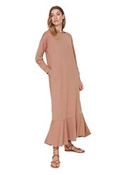 Trendyol Modest Trendyol Woman Design Maxi A-Line Hood Knit Jurk, Brown, L voor dames, Blue, L