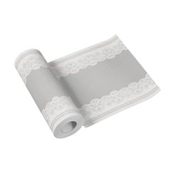 PAW Runner Tavola (40 x 2400 cm) I Perforato ogni 120 cm I Runner da Tavolo - Ornamento Classico, Argento I Tovaglia di Pasqua, Compleanno, Feste, Matrimonio, Battesimo I Colore: Royal Lace (silver)