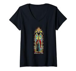 Mujer Saint Thomas Becket Vitral de la iglesia Camiseta Cuello V