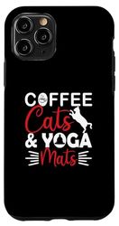 Carcasa para iPhone 11 Pro Gatos de café y esterillas de yoga Gatos y café para damas Yoga Kitty