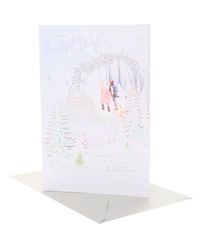 UK Greetings Kerstkaart voor vrouw - prachtig sneeuwscèneontwerp