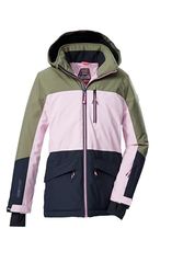 Killtec Giacca da sci da ragazza con cappuccio e paraneve KSW 208 GRLS SKI JCKT, rosa chiaro/nero/blu, 176, 43562-000