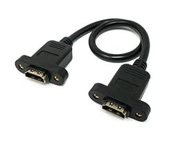 SYSTEM-S HDMI-kabel 30 cm 1,4 uttag till uttag adapter skruv i svart
