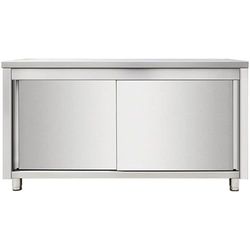 Commercial Worktop Floor Cupboard Sliding Doors Stainless Steel Width 1600mm Depth 600mm DA-VTC166SL