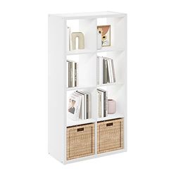 Furinno Cubicle - Organizador de Almacenamiento Decorativo con Parte Trasera Abierta, 8 Cubos, Color Blanco