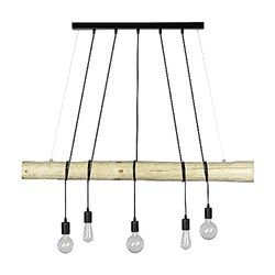 Homemania HOMBR_0290 Hanglamp, plafondlamp, hout, metaal, zwart, 115 x 80-120 x 140 cm