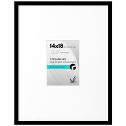 Americanflat Streamline Cadre photo fin à poser au mur avec plexiglas poli, s’utilise comme cadre de 12,7 x 17,8 cm avec passe-partout ou cadre de 35,6 x 45,7 cm sans passe-partout, Noir
