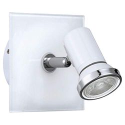 EGLO LED vägglampa Tamara 1, vägglampa badrum, badrum av metall i vitt, krom och glas, våtrum, spot inkl. GU10 lampa, varmvit, IP44