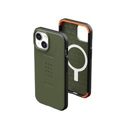 URBAN ARMOR GEAR Civilian kompatibelt med Apple iPhone 15 Fodral [Trådlös laddning/Magnetisk laddning kompatibel, Krocksäkert mobilfodral, Upphöjd kant] olive drab