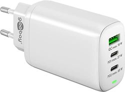 Goobay 61759 Multiport USB-C laddare 65 W/snabbladdare PD universal/USB strömförsörjning adapter/laddningskontakt snabbladdare/Samsung S22, iPhone 14/vit