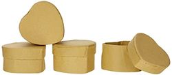 Pracht Creatives Hobby Kraft Cardboard Set of 4 Heart Shaped Gift Boxes with Lids Each 6 x 6 x 3.5 cm for Decorating, Storing and Presenting, Natural, 6 x 6 x 3,5 cm