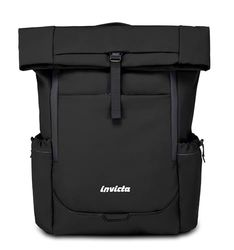 Invicta Sac à dos travail Act Fold, noir, monocompartiment avec poche PC 15,6", poche bouteille et fond renforcé, sac à dos spacieux 32 L pour bureau et université, pour homme et femme