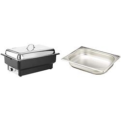 HENDI Chafing Dish Tellano Elettrico, Aderente & Contenitore Gastronorm, GN 1/2, resistenza termica -40 °C a 300 °C