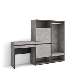 Skraut Home | Consoletafel, haltafel | Smalle entreetafel met lade | 190x145x35 cm | Voor hal en entree | Schoenenkast | Open Kledingkast | Moderne stijl | Cement
