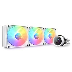 NZXT Kraken 360 RGB - RL-KR360-W1 - Refroidisseur pour processeur AIO de 360 mm - Écran LCD de 1,54 pouces personnalisable. Pompe haute performance - 3 ventilateurs F120 RGB Core - Blanc