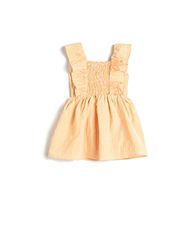 Koton Babygirls Ruffle Gimped Detail Gingham Patterned Dress, Oranje Check (2c2), 2-3 Jahre