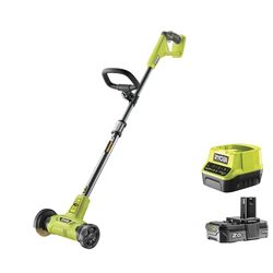 Ryobi Urządzenie do czyszczenia fug w kostce brukowej ze szczotką drucianą, RY18PCA-120, ergonomiczny uchwyt, teleskopowe ramię, w zestawie akumulator litowo-jonowy 2,0 Ah, ładowarka 1.5 A