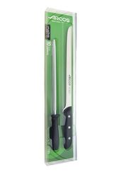 Arcos Maitre - Conjunto de Jamonero 2 peças (Jamonero Chaira) - aço inoxidável NITRUM 275 mm - Cabo de polipropileno preto