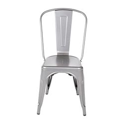 GL329 Bolero Bistro sillas laterales de acero, Metal gris (Pack de 4)