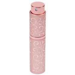 Fantasia Ficksprejflaska med blomdekor, påfyllningsbar för 8 ml, vridbart sprithuvud, rosa