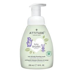 ATTITUDE 2-in-1 Hair and Body Foaming Wash for Baby, EWG Verified, Dermatologically Tested, Made with Naturally Derived Ingredients, Vegan, Sweet Apple, 295 mL
