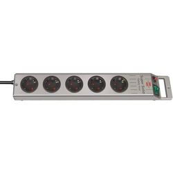 Brennenstuhl Super-Solid extensão de tomadas de 5 tomadas (extensão com interruptor e cabo de 2,5 m; fabricada em policarbonato inquebrável) preto/prateado