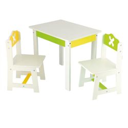 Bieco Kinderzitgroep lente van hout, set van 3 zitgroep | kindertafel met stoelen | speeltafel baby | kinderzitgroep hout | Safety 1st | kinderstoel en tafel | kruk kinderen