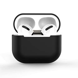 AirPods 3 fodral silikon skyddsfodral och skal för AirPods 3 [synlig framsida] [trådlös laddning] kompatibel med AirPods 3 2021 (utan karbinhake, svart)