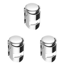 HENDI Tapón estanco con fijación metálica para botellas de vino y champán, tapón de cava, tope sellador para botellas de vino y champán, con cierre de silicona, 41x38x(H)60 mm, acero inoxidable
