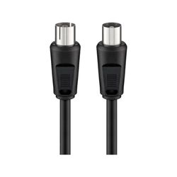 Goobay 11723 antennekabel, vernikkelde coax-stekker op coax-bus, coaxkabel geschikt voor TV, HDTV, radio, DVB-T2, DVB-S, DVB-S2, DVB-C, L, 2-voudig afgeschermd, 70 dB, 75 ohm, 5 m, zwart