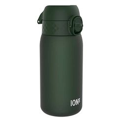 Ion8 Kids Water Bottle, 350 ml/12 oz, Leak Proof, Easy to Open, Secure Lock, Dishwasher Safe, BPA Free, Carry Handle, Hygienic Flip Cover, Easy Clean, Odour Free, Carbon Neutral, Dark Green