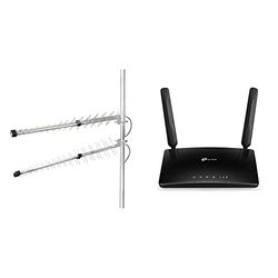 5G / 4G / 3G Antenna | 5G | All'aperto | 698-3800 MHz | Guadagno: 15 dB & TP-Link TL-MR6400 Router 4G LTE fino a 150 Mbps/Wireless N fino a 300Mbps, Porta LAN/WAN, Senza configurazione