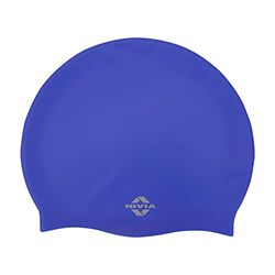 Nivia Classic Swimming Cap for Men & Women (Blue, Free Size - Elastic) | Material - Silicone | Swimming Cap Long Hair | Pool Cap | Waterproof Swim Cap | Swim Hat