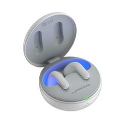 LG Electronics Auriculares Tone Free DT80Q, Bluetooth 5.2 con Sistema de Sonido Meridian y Función de Carga Rápida, Blanco