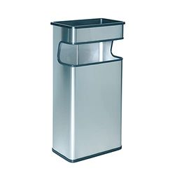 OFITURIA Cenicero Papelera de Pie y Pared para Exterior Acero inoxidable 41 litros Color Satinado Recoge Colillas Extraíble en Negro