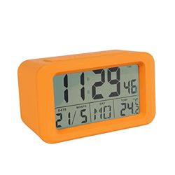 Fisura – Reloj Despertador Digital LED. Reloj indicador de Fecha y Temperatura. 2 alarmas. Botón Snooze. 2 Pilas AAA. Goma ABS.Medidas :12x5,5x7 (Amarillo)