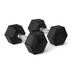 Amazon Basics manubri esagonali set con rivestimento in gomma, 10 kg, Nero