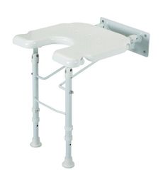 Homecraft Wall Mounted White Line Shower Seat (Eligible for VAT relief in the UK), Fold Away Seat with Drop Down Legs, Safe Bathing and Showering in the Bathroom, Elderly, Disabled, Handicapped
