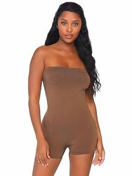 Leg Avenue Seamless Strapless Romper, Tan, S/M