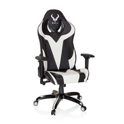 hjh OFFICE 729262 Racing Promoter I fotel szefa I sztuczna skóra czarna/biała krzesło dla graczy PC krzesło sportowe z funkcją przechylania