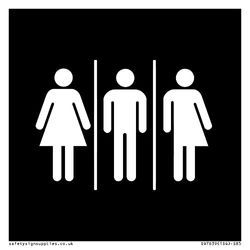 Female, Male and Non-gender specific in black panel Sign - 85x85mm - S85