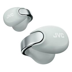 JVC Nearphones HA-NP1T-H, Cuffie in stile Earcuff con archetto lucido, vestibilità comoda, connessione multipoint, Bluetooth 5.3, autonomia di 24 ore, compatibili con app - Grigio Ghiaccio